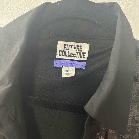 NWOT Future Collective Women's Long Sleeve Sequin Button Down Shirt, Size S - Picture 5 of 7